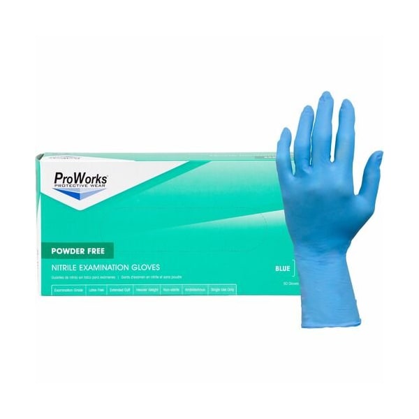 Hospeco Disposable Gloves, 8 mil Palm, Nitrile, Powder-Free, L, 10 PK, Blue HOSN108EPFLG - main